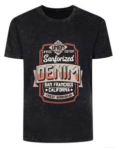 Bigdude Finest Workwear Print Acid Wash Short Sleeve T-Shirt